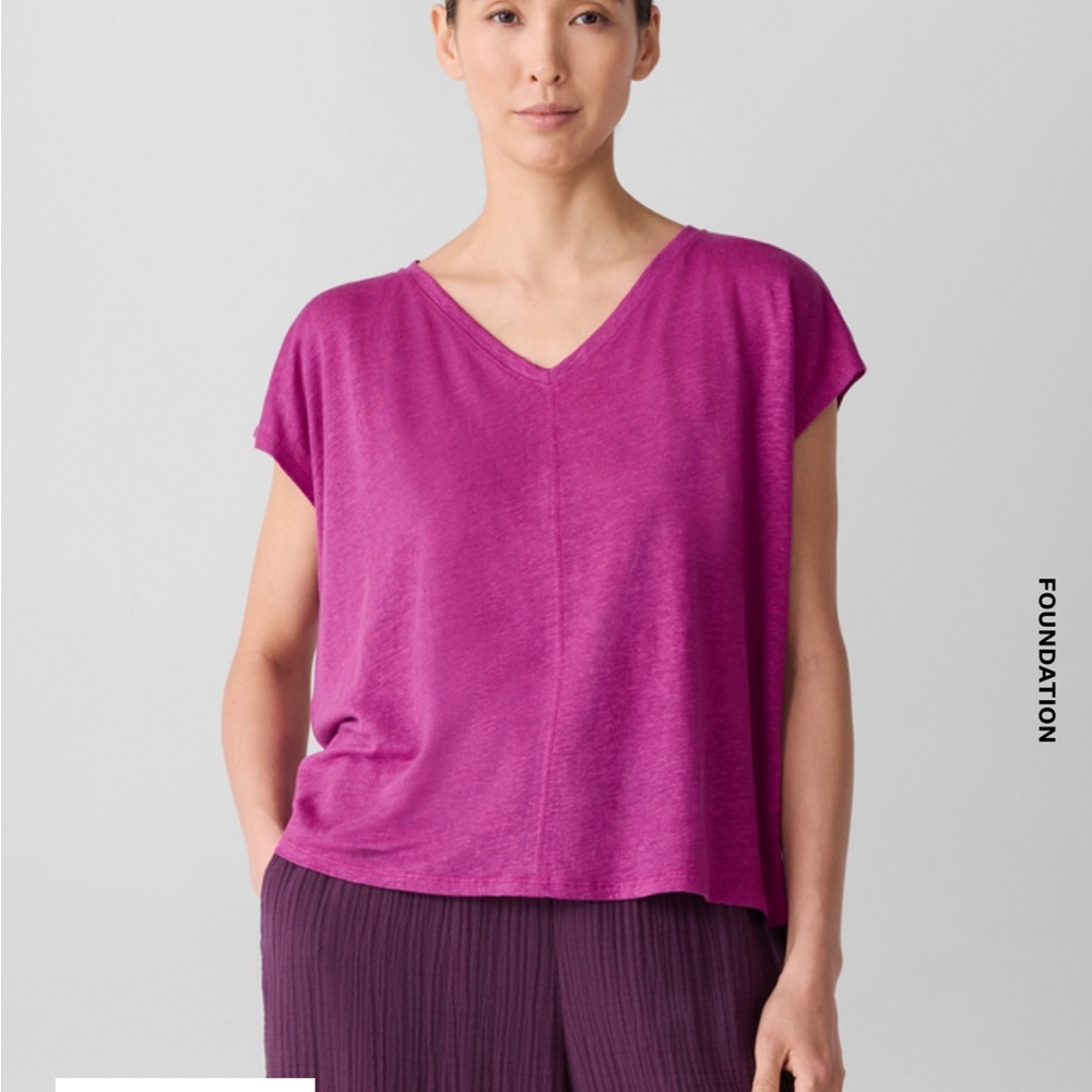 Eileen Fisher Orchid Boxy Cap Sleeve T-Shirt